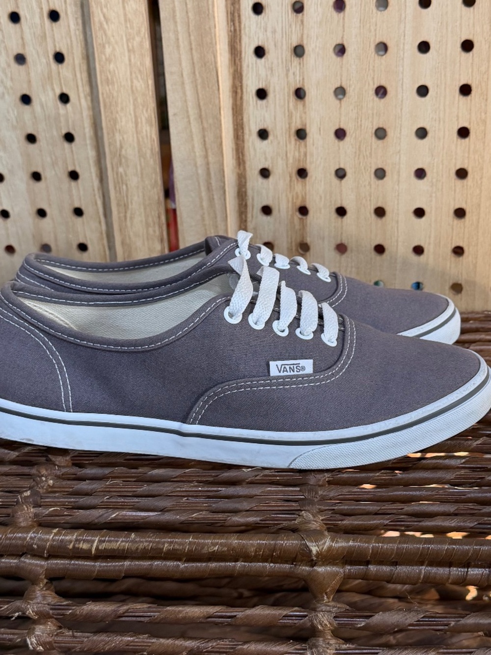 Vans Authentic Pewter Gray Canvas Sneakers Womens Size 8.5 Lace Up Shoes